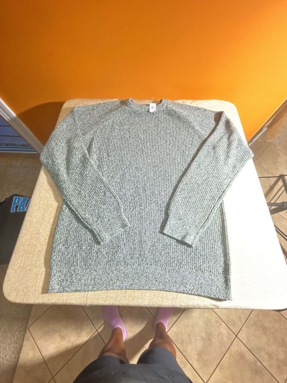 Old Navy Chunky Knit Crewneck Sweater Size XL Tall Gray Cotton Blend